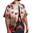thumbnail image 2 of Eiffel Tower Valentine's Day Men's Short Sleeve Poplin Shirt, Casual Printed Beach Button Down Summer Unisex Shirts, 2 of 6