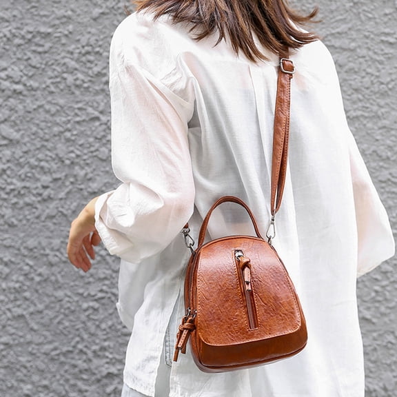 OFFIGAM Stylish Brown PU Backpack Shoulder Bag for Phone, Cards, Umbrella - and Lightweight