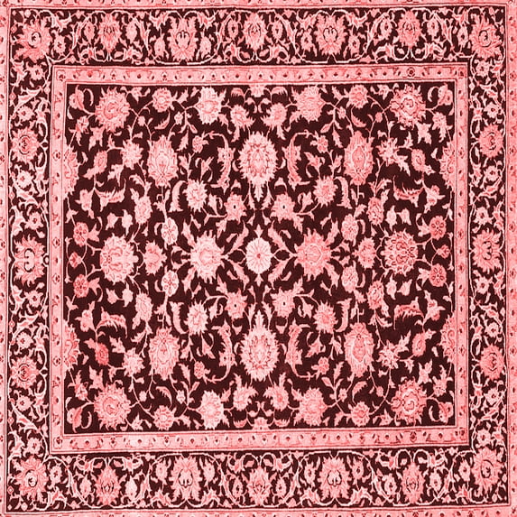 Ahgly Company Machine Washable Indoor Square Persian Red Traditional Area Rugs, 8' Square