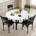 thumbnail image 5 of Lamerge Round Dining Table Set for 4,Wood Round Kitchen Table and Chairs Set for 4,Modern Dining Room Table Set with 4 Faux Leather Chairs,Round Dinner Table for Small Space,White, 5 of 11