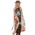 thumbnail image 3 of Nuevas mujeres de la gasa Kimono Cardigan floral de manga larga suelta prendas de vestir exteriores Eccomum S, 3 of 7