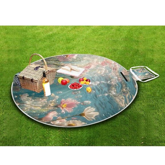 Picnic Blankets Teencool Beach Blanket Creatively Pink Flowers and Daisies Pattern Outdoor Blanket for Travel