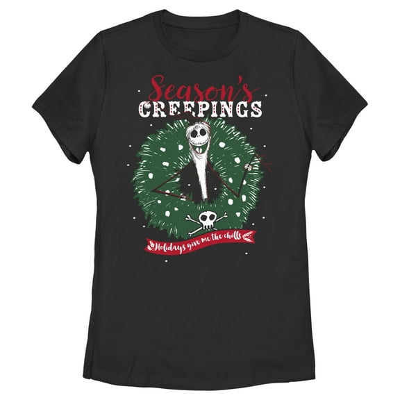 Women's The Nightmare Before Christmas Jack Season's Creepings Graphic Tee Black Small