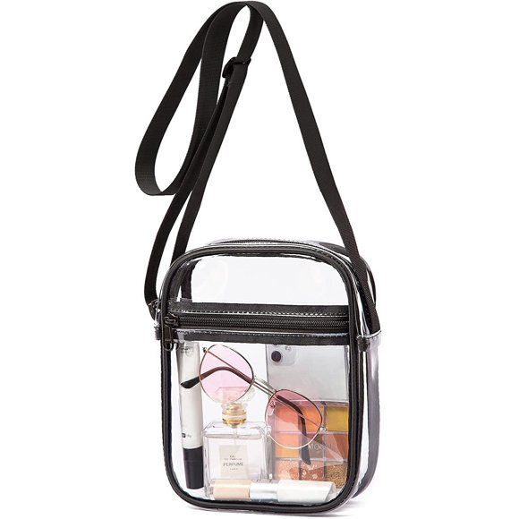 Clear Bag Stadium Approved PVC Clear Purse Clear Crossbody Bag with Front Pocket for Concerts Sports Festivals
