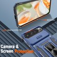 thumbnail image 2 of KOMI for Google Pixel 9 Pro XL Case with [2 Pack] HD Screen Protector + Slide Camera Cover, 360° Rotation Ring Kickstand [Military Grade] Shockproof Protective Phone Cover for Pixel 9 Pro XL Navy Blue, 2 of 5