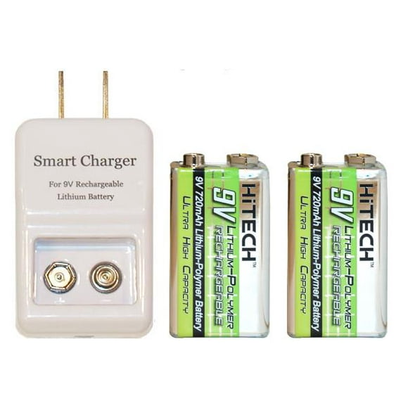Chargeur Intelligent de 9 Volts Li-Ion / Li-Po + 2 x Chargeur de Batteries au Lithium Polymère de 9 Volts (720 mAh) de HiTech