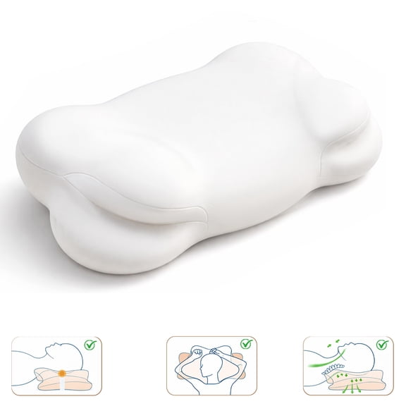 Cloud Pillow, Ergonomic Memory Foam Pillow, Stable Support for Cervical Neck, Cooling Breathable Pillowcase with Breathable Pillowcase for Side Back Stomach Sleepers