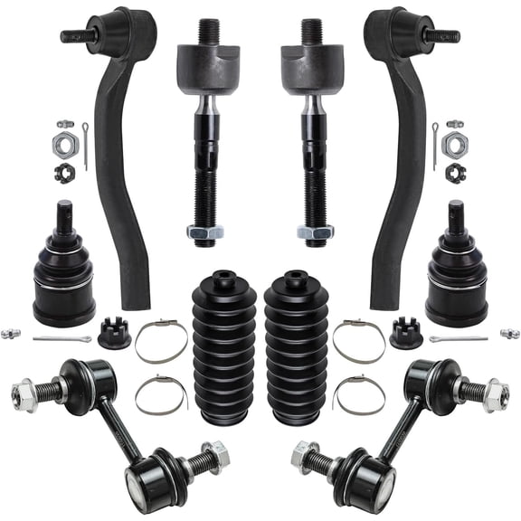 Detroit Axle - 3.0L Front Suspension Kit for 2003-2007 Honda Accord, 2 Lower Ball Joints 2 Sway Bars 4 Outer Inner Tie Rods 2 Boots 2004 2005 2006 Replacement