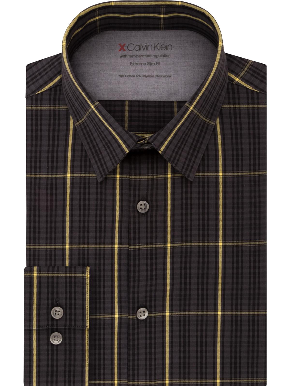 Calvin Klein Mens Plaid Extreme Slim 
