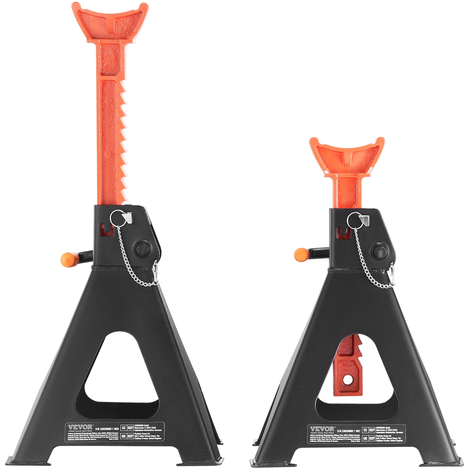 VEVOR Jack Stands, 6 Ton (13,000 lbs) Capacity Car Jack Stands Double Locking, 14.2 -23 inch Adjustable Height,1 Pair