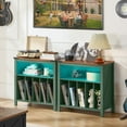 thumbnail image 5 of 30in Large Record Player Stand with Charging Station & LED, Record Storage Cabinet Holds up to 230 Albums, Mid Century Turntable Stand for Bedroom, Green, 5 of 7