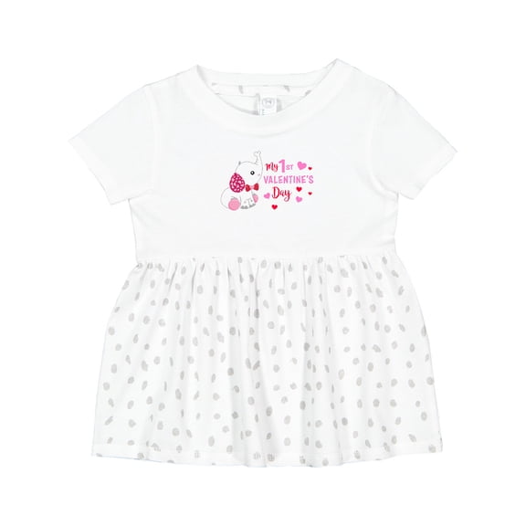 Inktastic My 1st Valentine's Day with Elephant Girls Baby Dress