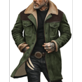 thumbnail image 4 of Hogleaql Men's Vintage Plush Reversed Collar Suede Jacket Long Sleeve Full Zip Jacket Oversized Thick Multi-Pocket In Winter Coat Dark Green XL, 4 of 4