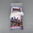 thumbnail image 2 of Ambesonne City Bedding Set 4 Pcs, Sunrise in Brooklyn Bridge, Queen, Blue, 2 of 3