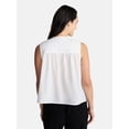 thumbnail image 3 of Time and Tru Women's Cotton Sleeveless Pleated Top, Sizes XS-XXXL, 3 of 5