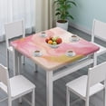 thumbnail image 3 of Pink Gold Wave Marble Pattern Square Fitted Tablecloth with Elastic Edge,Square Table Cover,Washable Elastic Table Cover for Home Kitchen Party Decor 34"x34", 3 of 6