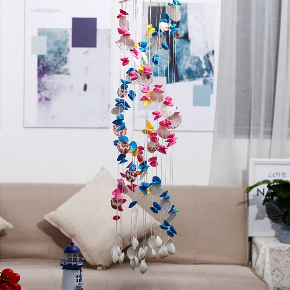 Gesuoke Shell Wind Chime Ornament Beach Out Door Decor Seashell Hanging Wind-bell Out Door Decoration Conch Window Home Supply