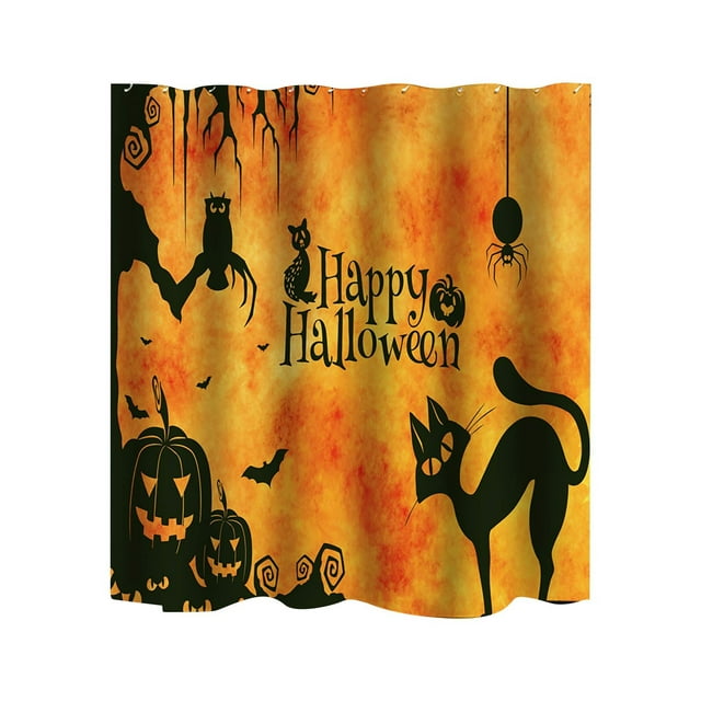 Chmadoxn Serviettes pour Cheveux, Serviette pour Cheveux Thème Halloween Imprimé Numérique Rideau de Douche, Rideau de Salle de Bain Imperméable