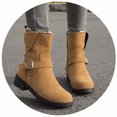 thumbnail image 4 of Puntoco Women Winter Boots Clearanc Women'S Shoes Minimalistic Solid Color Zipper Plush Warm Thick Heel Short Boots Brown 9.5(43), 4 of 9