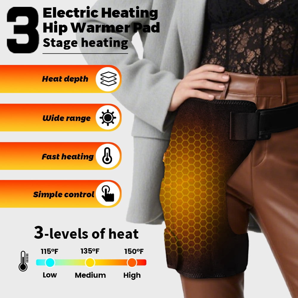 Cordless Heated Massage for Hip/Sciatica Pain Relief Hip Heating Pad Support Brace with Hot Physical Therapy Lower Back/Thigh/Buttock, Best Gift for Family