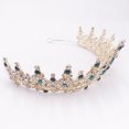 thumbnail image 6 of Designice Baroque Style Large Rhinestone Alloy Crown Tiara, Green, 6.5x5.5x3 inches, 6 of 10