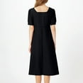 thumbnail image 7 of Fartey Womens Summer Short Sleeve Midi Dresses Elegant Square Neck Dress Fashion Solid Color A-Line Dresses Business Casual Work Dress Black S, 7 of 7