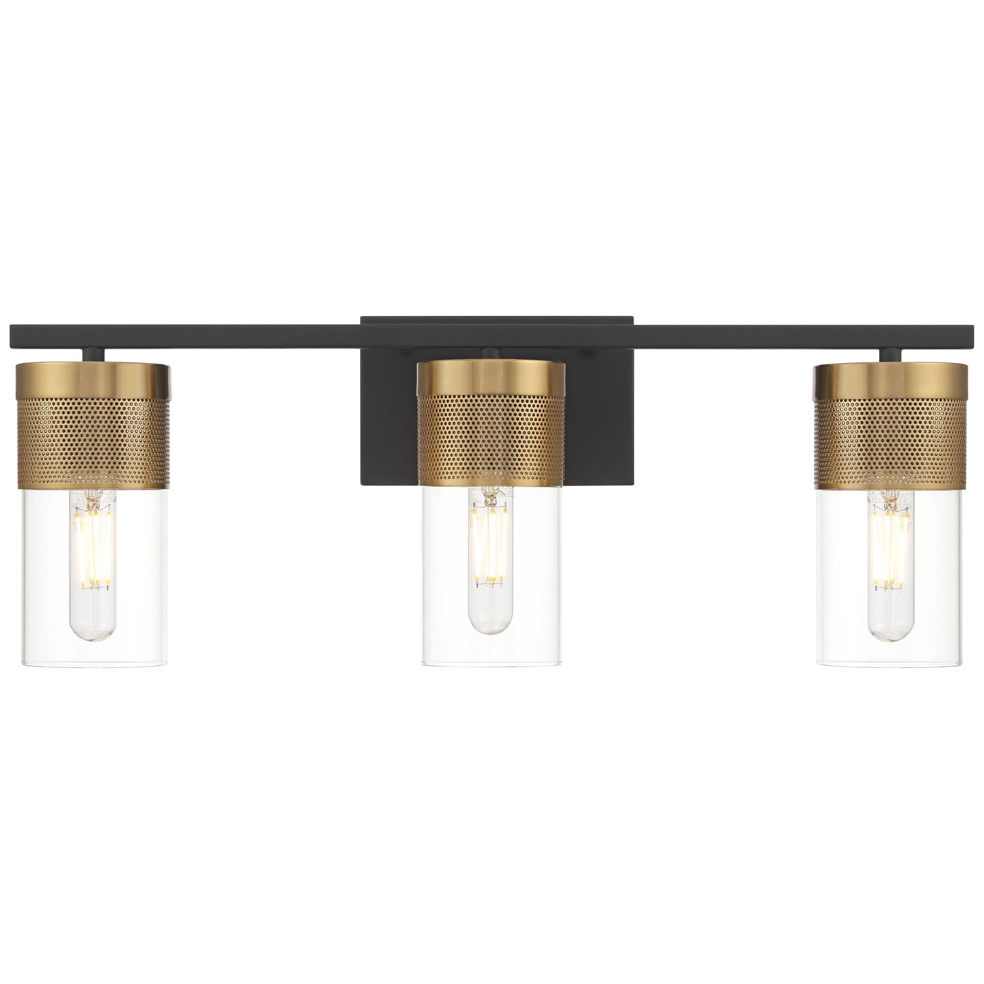 Possini Euro Design Berlin 23 1/2" High Modern 3 Light Bathroom Vanity Wall Lamp Light Fixture Mount Hardwired Black and Gold