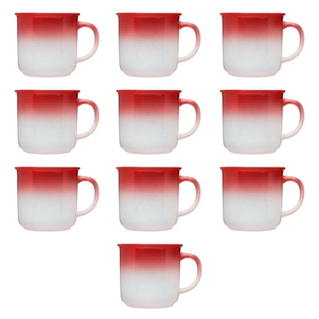 

Speckled Bistro Coffee Mugs 14 oz. Set of 10 Bulk Pack - Ceramic Perfect for Coffee Tea Espresso Hot Cocoa Other Beverages - Red