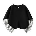 thumbnail image 3 of Cethrio Boys Long Sleeve Tops, Crew Neck Pullover Cotton Casual Boys T-Shirts Black Size 10-12, 3 of 4