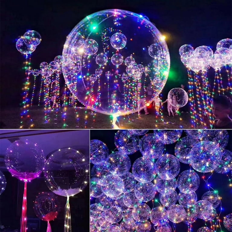 Luminous LED Balloon LED Transparent Glowing Balloon String Lights Round  Bubble Helium Balloons Party Wedding Christmas New Year 