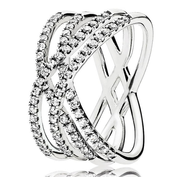 Ring in sterling silver w/71 bead-set clear CZ Ring sz 54 196401CZ-54