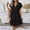 Black women's v neck mini dress a1, variant on Women's Short Sleeve V Neck Flowy Mini Dress Solid A-Line Casual Boho Beach Vacation Sundress, Beige L
