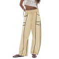 thumbnail image 2 of Palazzo Pants for Women Wide Leg Comfy Elastic Waist Casual Trousers with Drawstring, 2 of 3