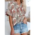 thumbnail image 3 of ONLYSHE Womens Summer Batwing Sleeve Dress Shirts Casual Ladies Tops Shirts Blouse Cotton Loose V Neck Chiffon Blouses, 3 of 5