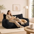 thumbnail image 3 of PamapicLife 61"W Bean Bag Chair Home Adult Large Foam Filled and Plush Corduroy Indoor Bean Bag Chair with Manual, Black, 3 of 8