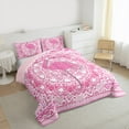thumbnail image 4 of Feelyou Kawaii Pink Flamingo Bedding Comforter Set for Girl, Chic Damask Flower Floral Twin Comforter Sets, Aztec Triangle Reversible Bedding Set, Breathable Home Decor, 2 Pieces, 4 of 9