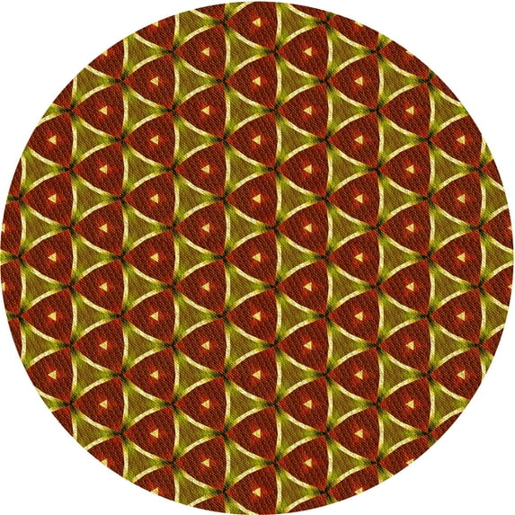 Ahgly Company Indoor Round Patterned Cinnamon Brown Area Rugs, 6' Round