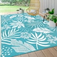 thumbnail image 5 of Enyhom Floral Waterproof Outdoor Rug 6'x9',Reversible Plastic Straw Patio Camping Rug for Camping Patio Picnic, Teal, 5 of 6
