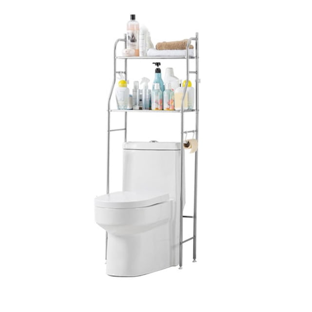 Soporte Metálico para Papel Higiénico y Toallas - Estante sobre el Inodoro de 3 Pisos con Ganchos, Ahorrador de Espacio