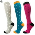 thumbnail image 3 of PULLIMORE 2 Pairs Knee High Socks for Women Men Novelty Dot Compression Socks for Running Travel Cycling Daily Wear (Gray+Blue+Rose Red, L/XL), 3 of 9