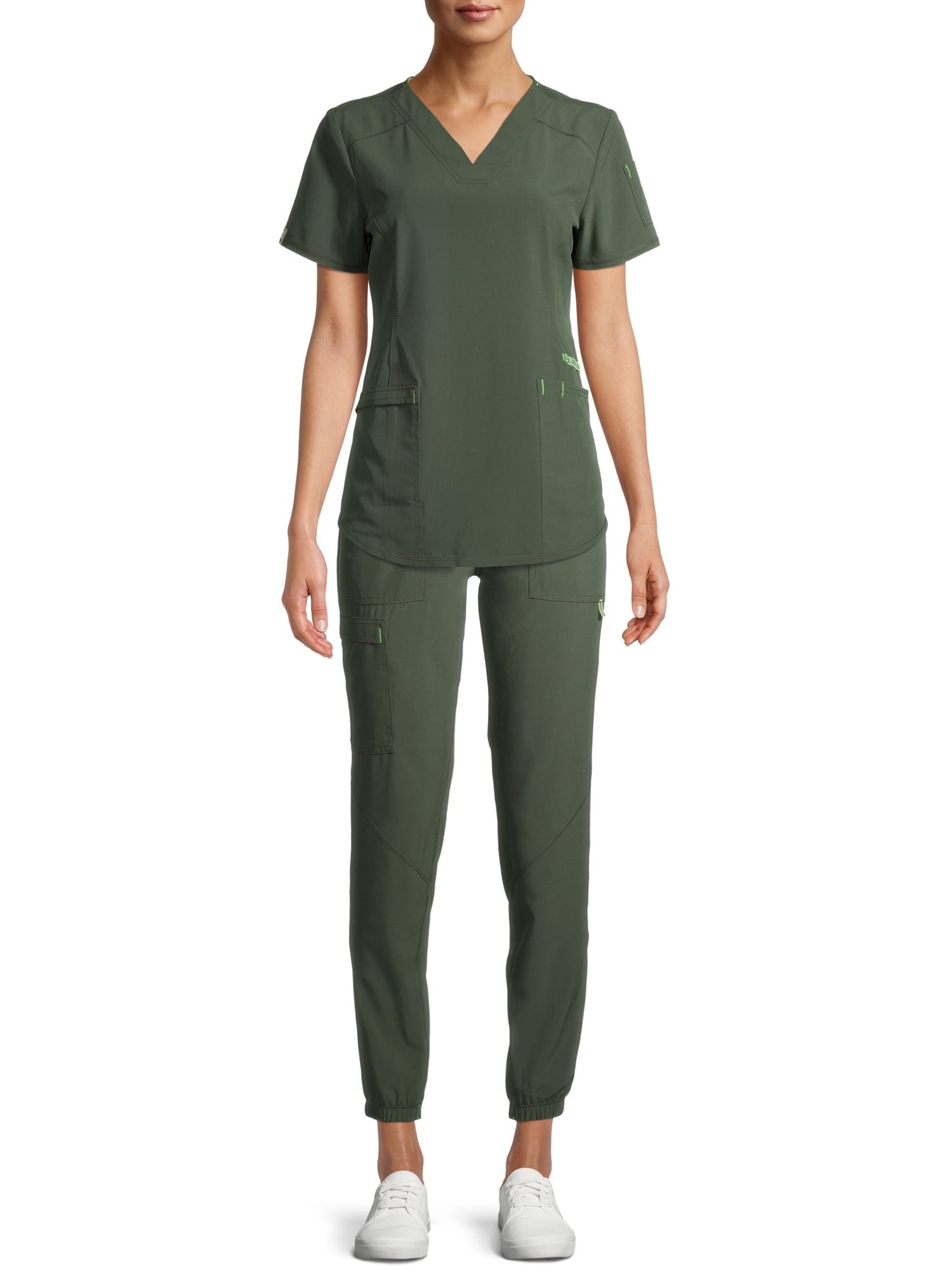 Scrubstar Women's Seasonal Solid Contrast V-Neck Scrub Top
