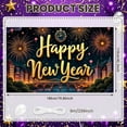 thumbnail image 2 of Golden Lettering Happy New Year Banner Fireworks Design New Year Display Clock Tower Pattern City Night Scene Holiday Backdrop for New Year Party New Year's Eve Celebration Holiday Gathering, 2 of 9