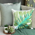thumbnail image 4 of Euro Sham Pillow, Decorative Green 26"x26" (65x65 cm) Euro Sham Cover, Linen Floal Monsteral Leaf & Beaded Throw Pillows For Sofa, Nature & Floral Pattern Modern Style - Monstera Leaf, 4 of 10