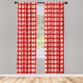 thumbnail image 4 of Ambesonne Japanese Cat Window Curtains, Luck Fortune Cat, Each 28" W x 84" L, Vermilion White Mustard, 4 of 4