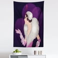 thumbnail image 1 of Retro Tapestry, Vintage Portrait of Young Lady with Fluffy Fur and Pearls Fashion Glamor Pink Gloves, Fabric Wall Hanging Decor for Bedroom Living Room Dorm, 5 Sizes, Multicolor, by Ambesonne, 1 of 1