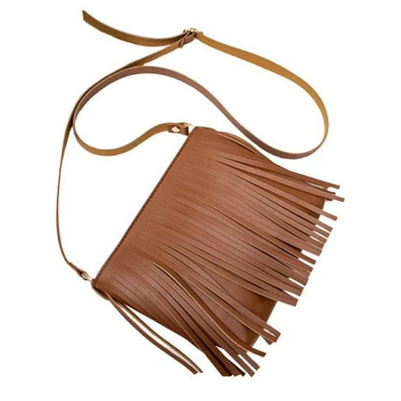 WHAMVOX Women Shoulder Bag Tassel Bag Phone Change Purse for Hanging Out Traveling (Brown)
