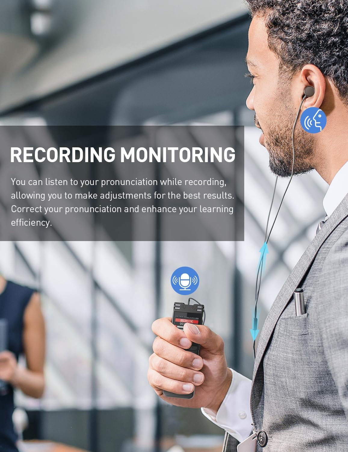 64GB Digital Voice Recorder with Playback Voice Activated Tape Recorder for Lectures Meetings, 1536Kbps Sound Audio Recorder Dictaphone Recording Device with Recording Monitoring, Line-in, Password