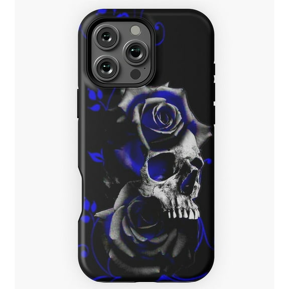 Skeleton with Black and Blue Roses GA5508 Phone Case for iPhone 11 to 17 Pro Max