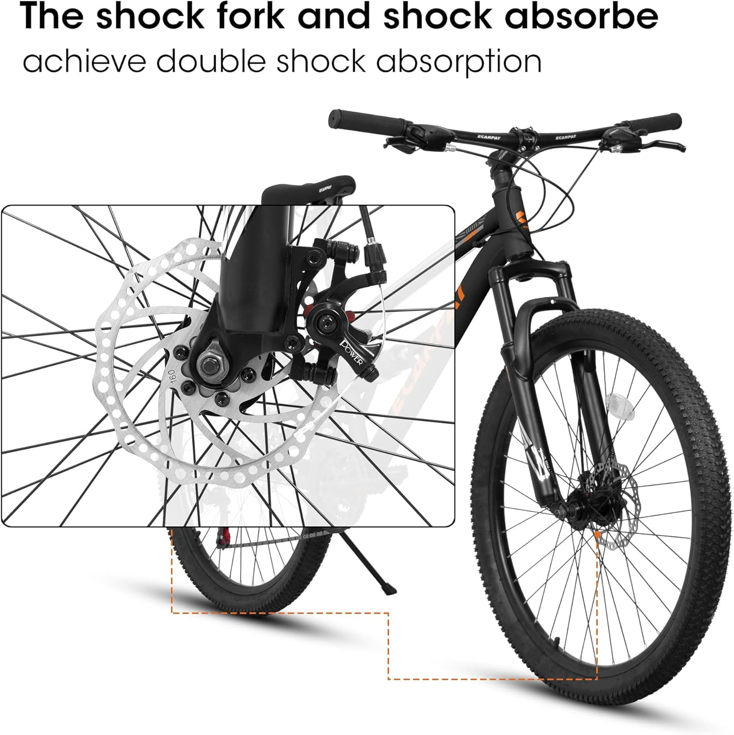 Ambifirner Mountain Bike, 26 Inch Bike,21-Speed Drivetrain, Aluminum Frame, Suspension Fork, Dual Shock Absorptio, Mechanical Disc Brakes, Ideal for Trail Riding & Touring, 85% Pre-Assembled