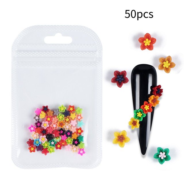 Flores acrílicas iridiscentes para uñas, cuentas de acero 3D, piedras preciosas, diseño de manicura de verano, accesorios de decoración, 200 piezas